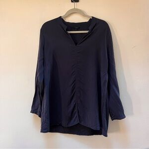 COS Dark Navy V-Neck Long Sleeve Blouse